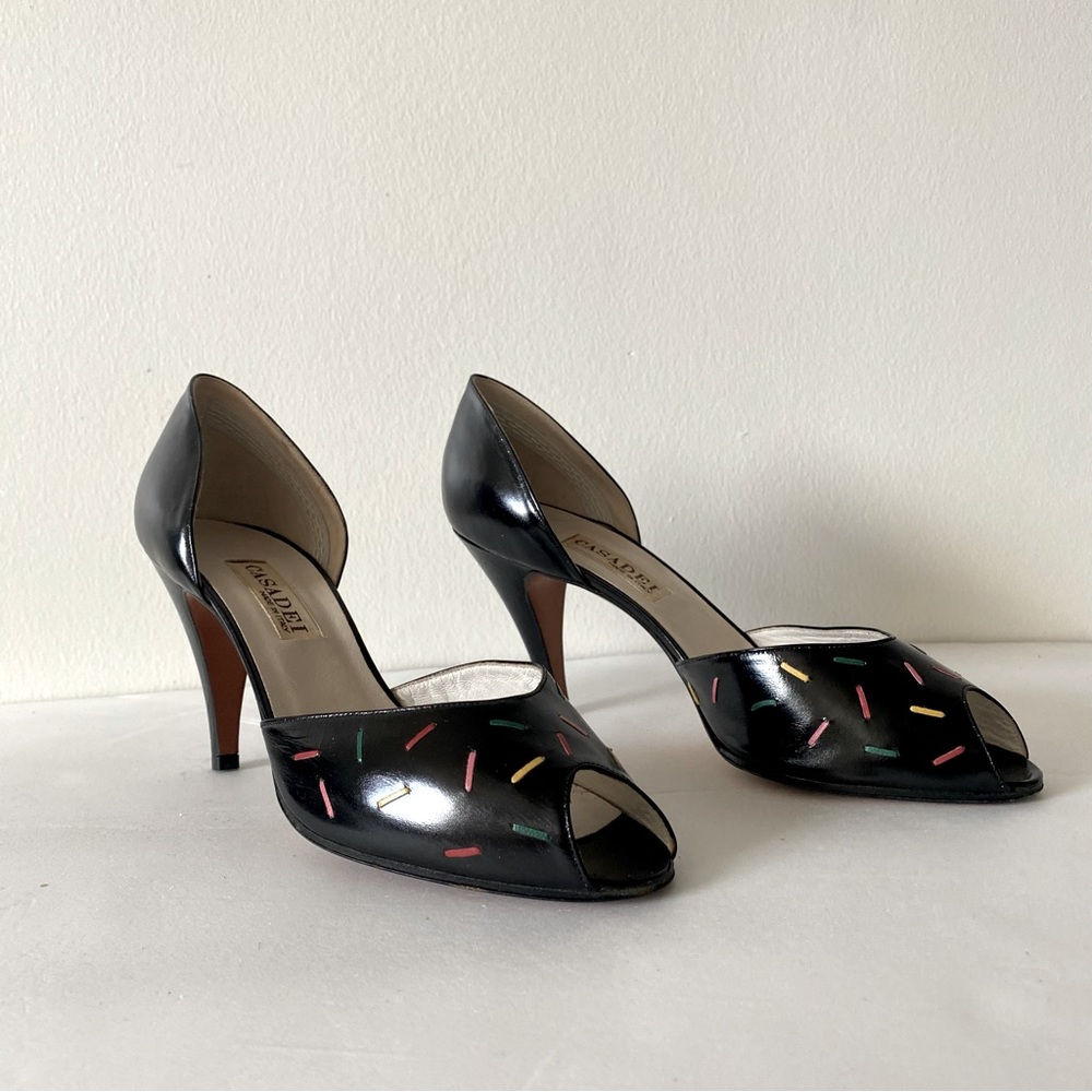 Vintage 70s Casadei Sprinkle Peep Toe Heels
